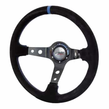 Simoni Racing Sportsteer Shakedown 350mm - Black Alcantara + Blue stitching (Deep Dish)