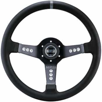 Sparco Universal Sport Handlebar 'L777 Piuma' - Black Leather - Diameter 350mm