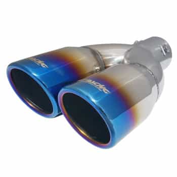Simoni Racing Exhaust Tip Dual Round/Slanted Stainless Steel/Titanium - 76xL230mm - Assembly -37->58mm