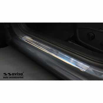 Silver-Chrome Stainless Steel Door Sills suitable for Volkswagen Golf VIII HB 2020- 'Lines' - 4-piece