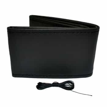 Universal steering wheel cover Classic - Black PVC leather + Black stitching (lace closure)