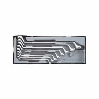 Double ring spanner set SAE 8 pieces (75° angled)