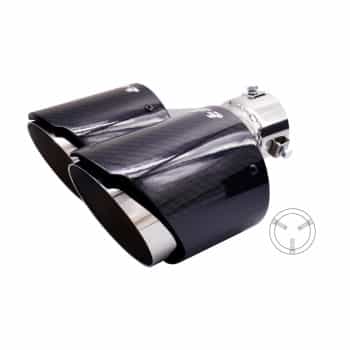 Simoni Racing Exhaust Trim Double Left Round/Slanted Stainless Steel & Carbon - 102xL215-230mm