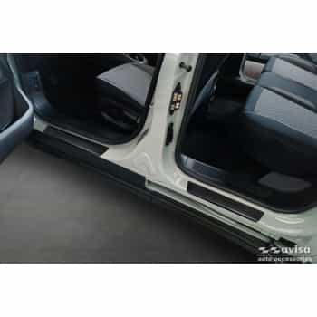 Black Stainless Steel Door Sill Moldings Fits Ford Tourneo Courier II 2023- 'Lines' - 4-Piece