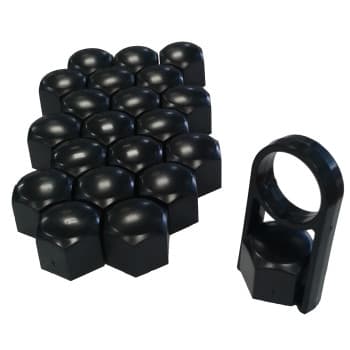 Universal wheel nut caps black plastic 19mm