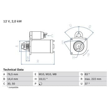 Starter 0 986 023 530 Bosch
